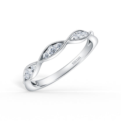 Milgrain Ribbon Channel Set Diamond Wedding Band