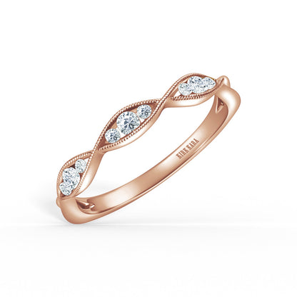 Milgrain Ribbon Channel Set Diamond Wedding Band