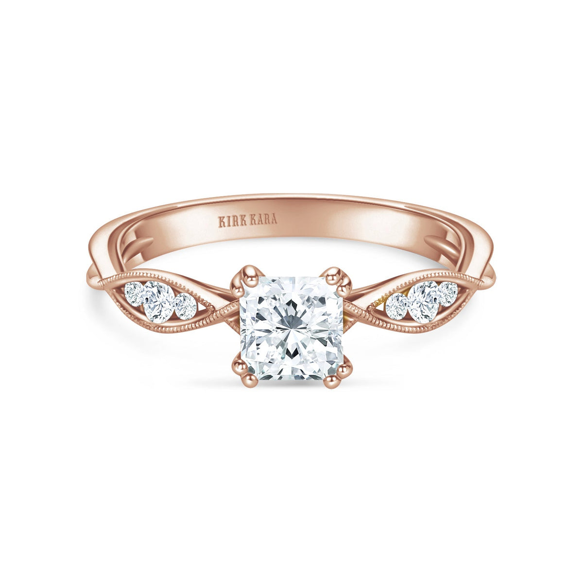 Milgrain Ribbon Channel Set Diamond Engagement Ring