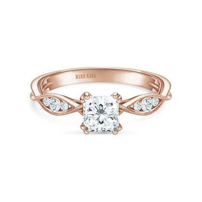 Milgrain Ribbon Channel Set Diamond Engagement Ring