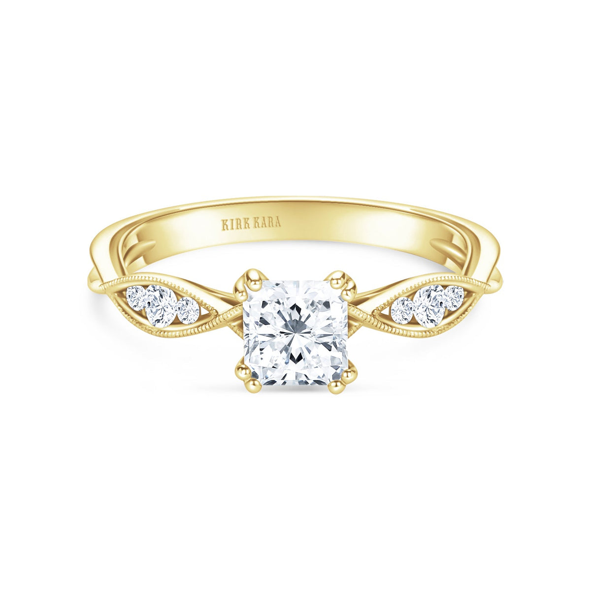 Milgrain Ribbon Channel Set Diamond Engagement Ring