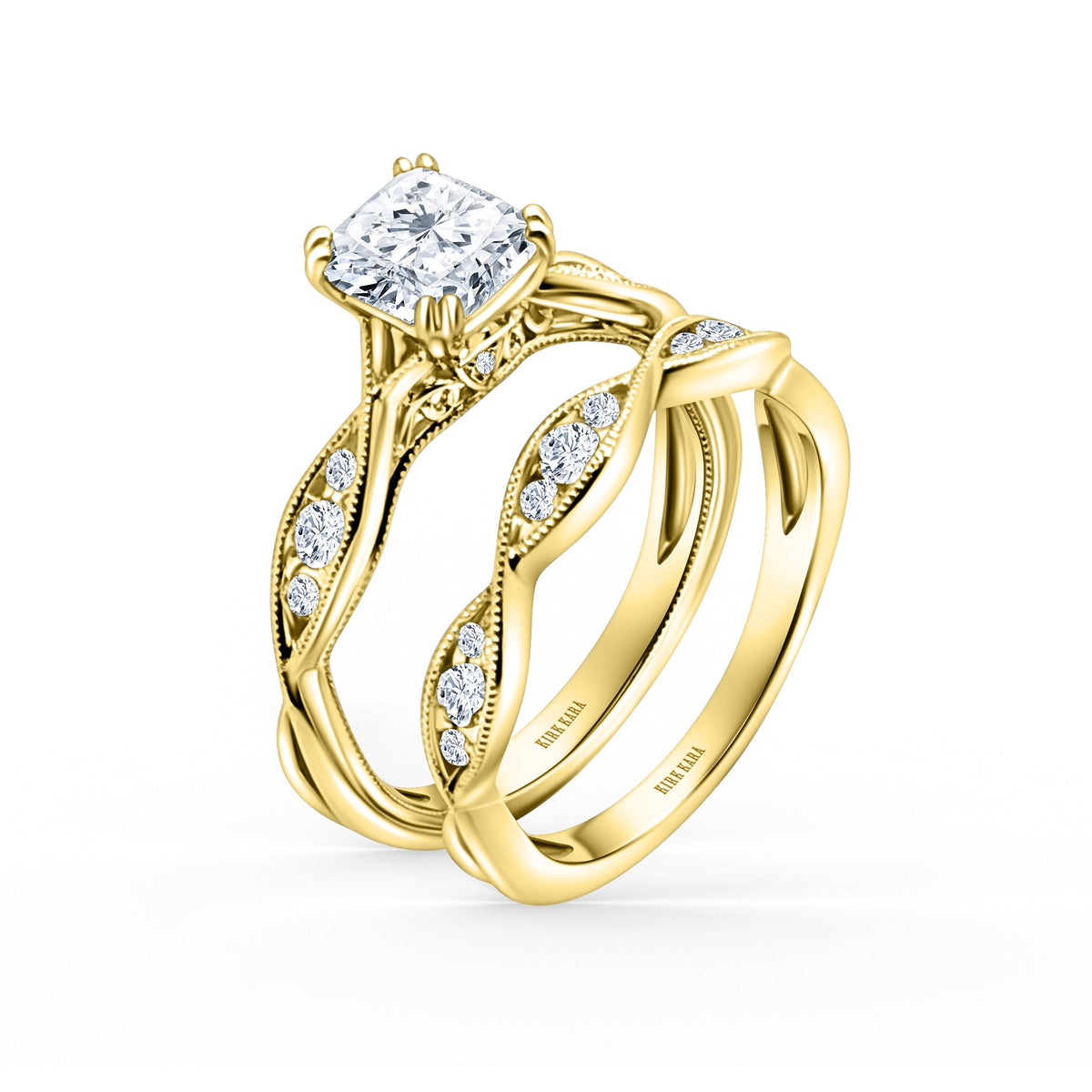 Milgrain Ribbon Channel Set Diamond Engagement Ring