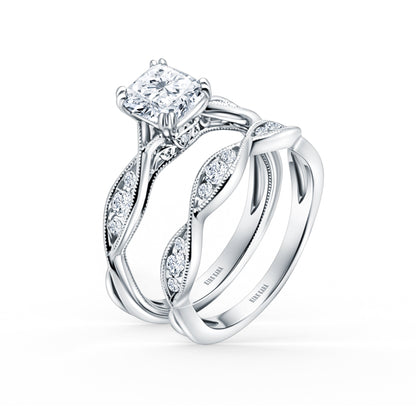 Milgrain Ribbon Channel Set Diamond Engagement Ring