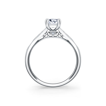 Milgrain Ribbon Channel Set Diamond Engagement Ring
