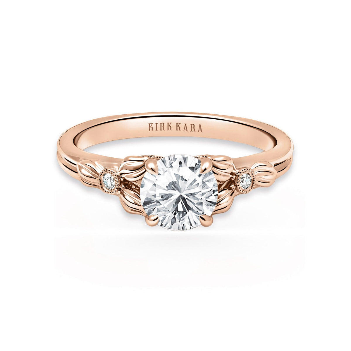 Leaf Milgrain Diamond Engagement Ring