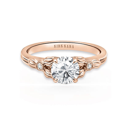 Leaf Milgrain Diamond Engagement Ring