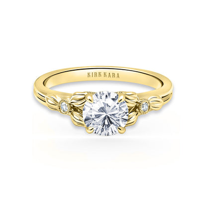 Leaf Milgrain Diamond Engagement Ring