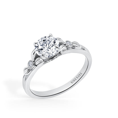 Leaf Milgrain Diamond Engagement Ring