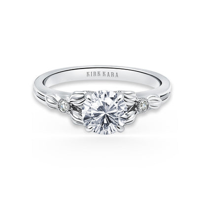 Leaf Milgrain Diamond Engagement Ring