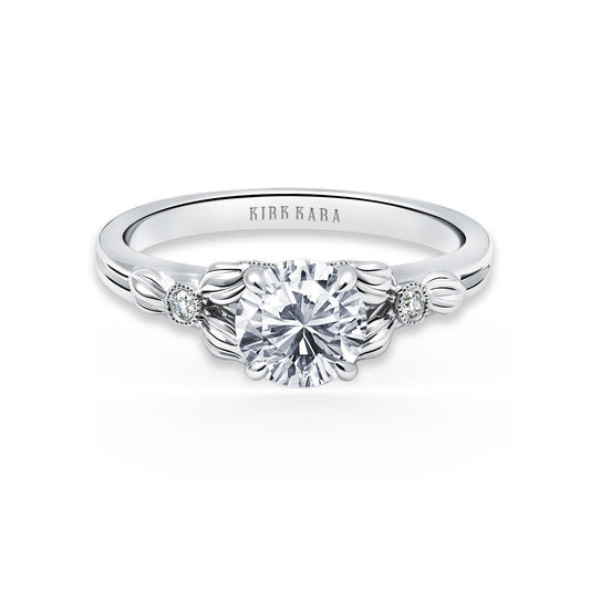 Leaf Milgrain Diamond Engagement Ring