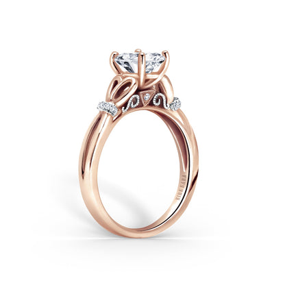 High Polish Bow Diamond Accent Engagement Ring