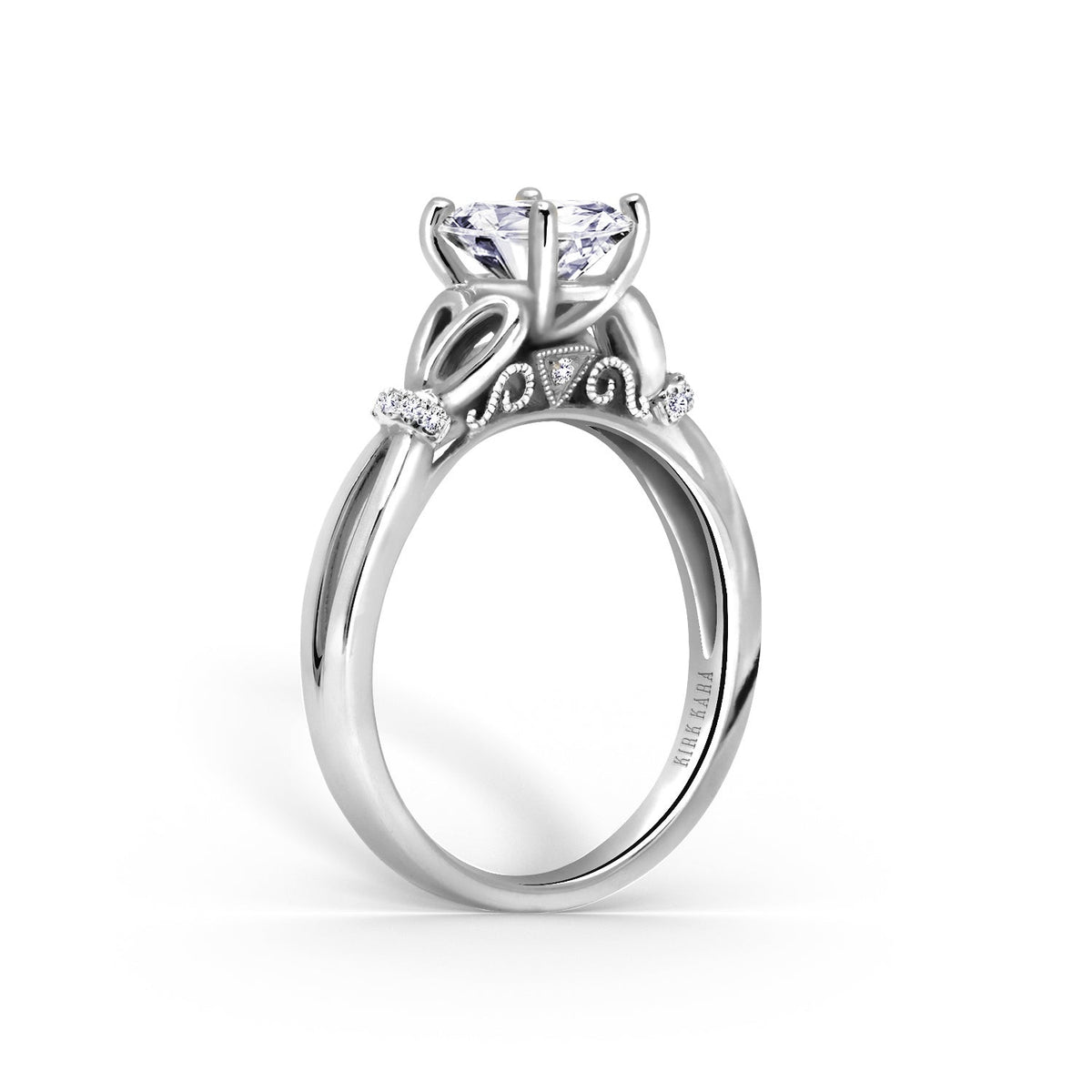 High Polish Bow Diamond Accent Engagement Ring