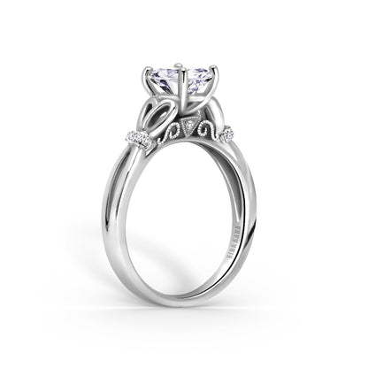 High Polish Bow Diamond Accent Engagement Ring