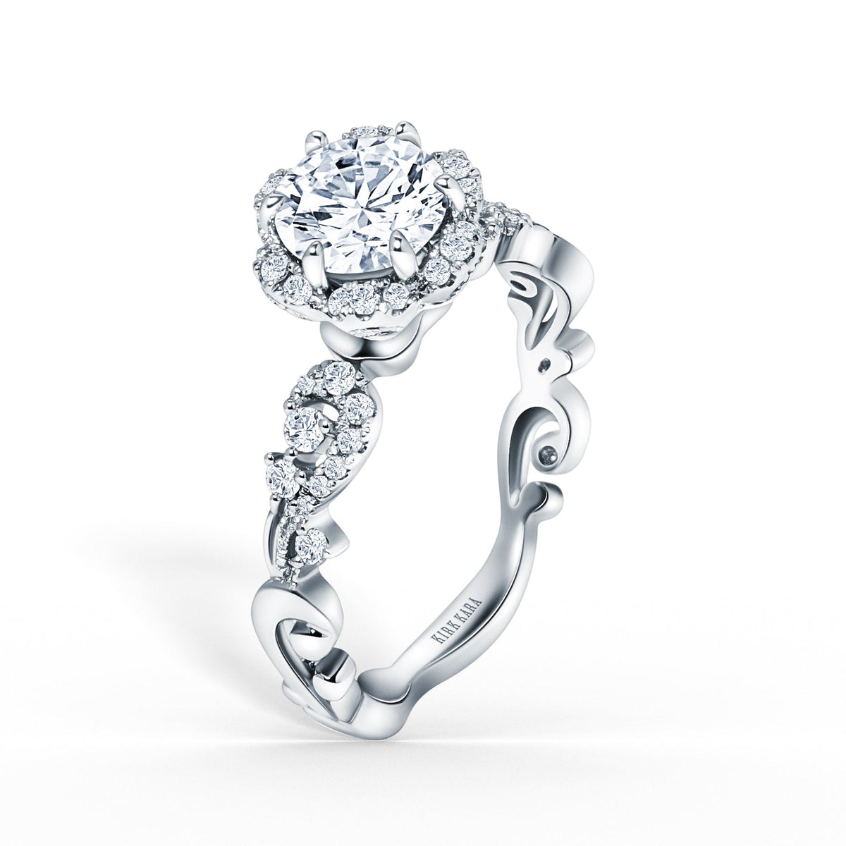 Artisan Crown Halo Diamond Engagement Ring