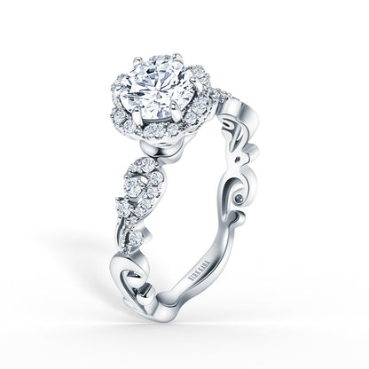 Artisan Crown Halo Diamond Engagement Ring