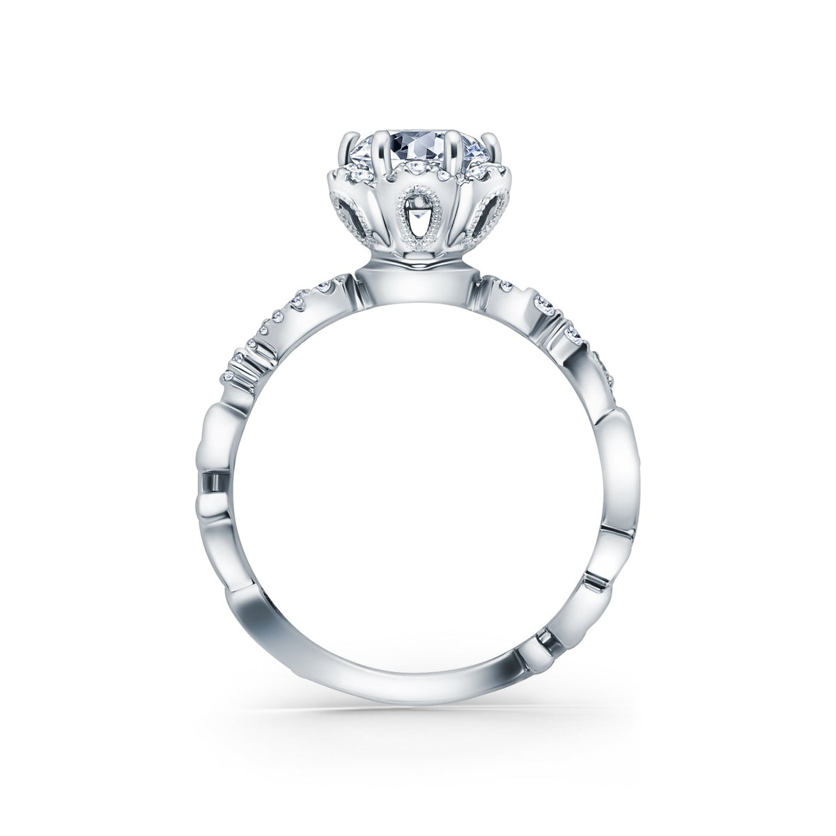 Artisan Crown Halo Diamond Engagement Ring