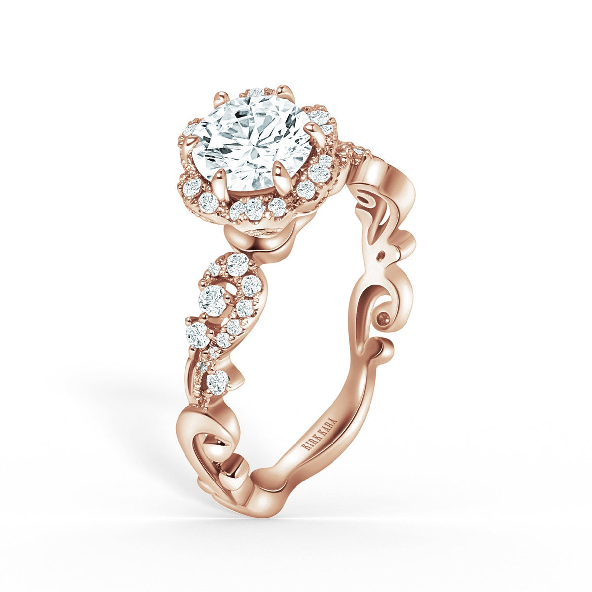 Artisan Crown Halo Diamond Engagement Ring