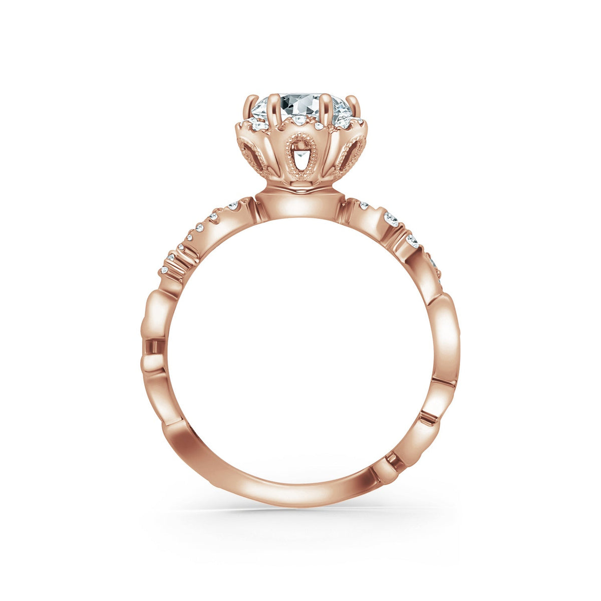 Artisan Crown Halo Diamond Engagement Ring