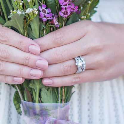 Floral Clover Diamond Wedding Band