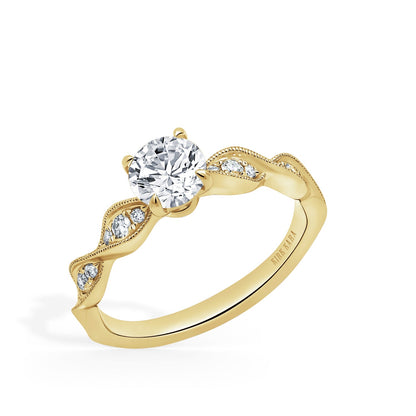 Twist Milgrain Pavé Diamond Engagement Ring