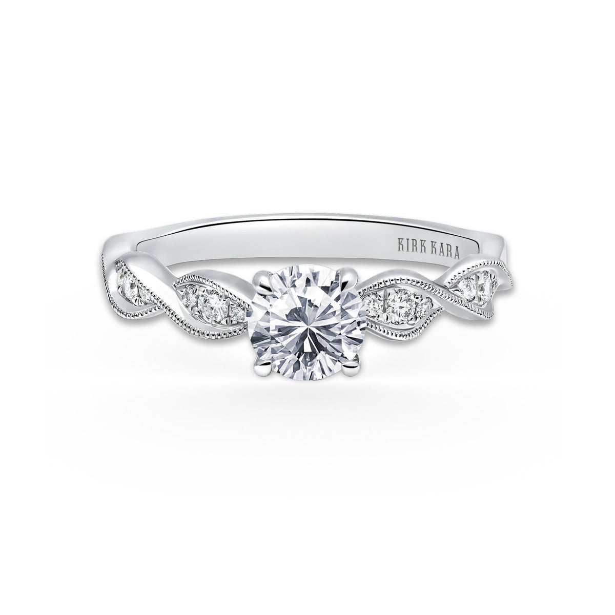 Twist Milgrain Pavé Diamond Engagement Ring