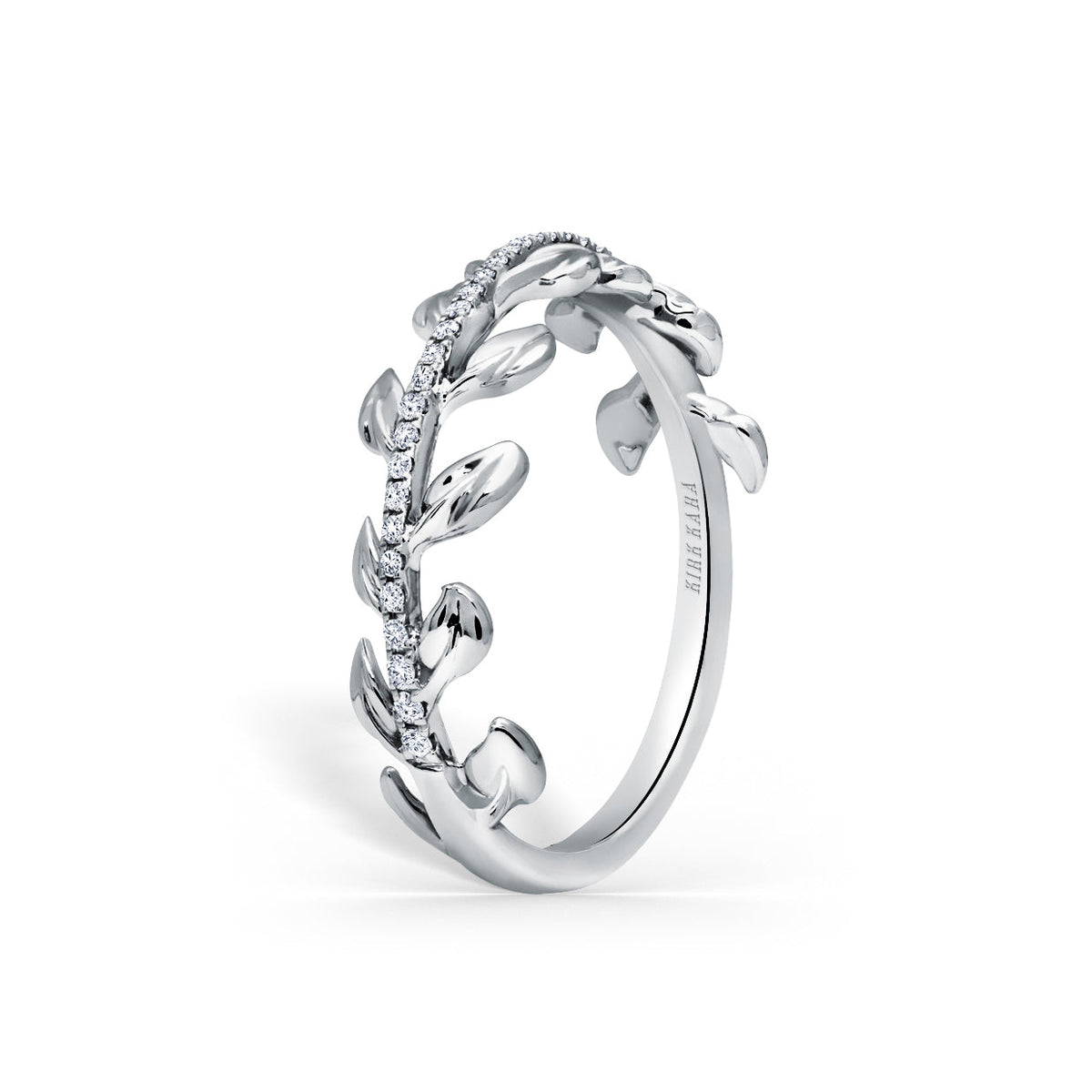 Leaf Design Diamond Wedding Band