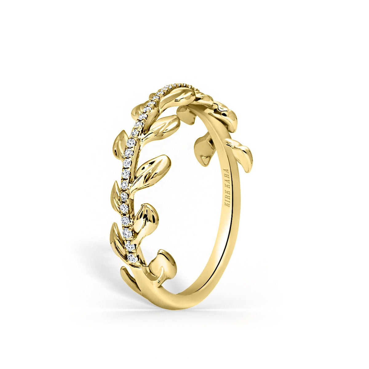 Leaf Design Diamond Wedding Band