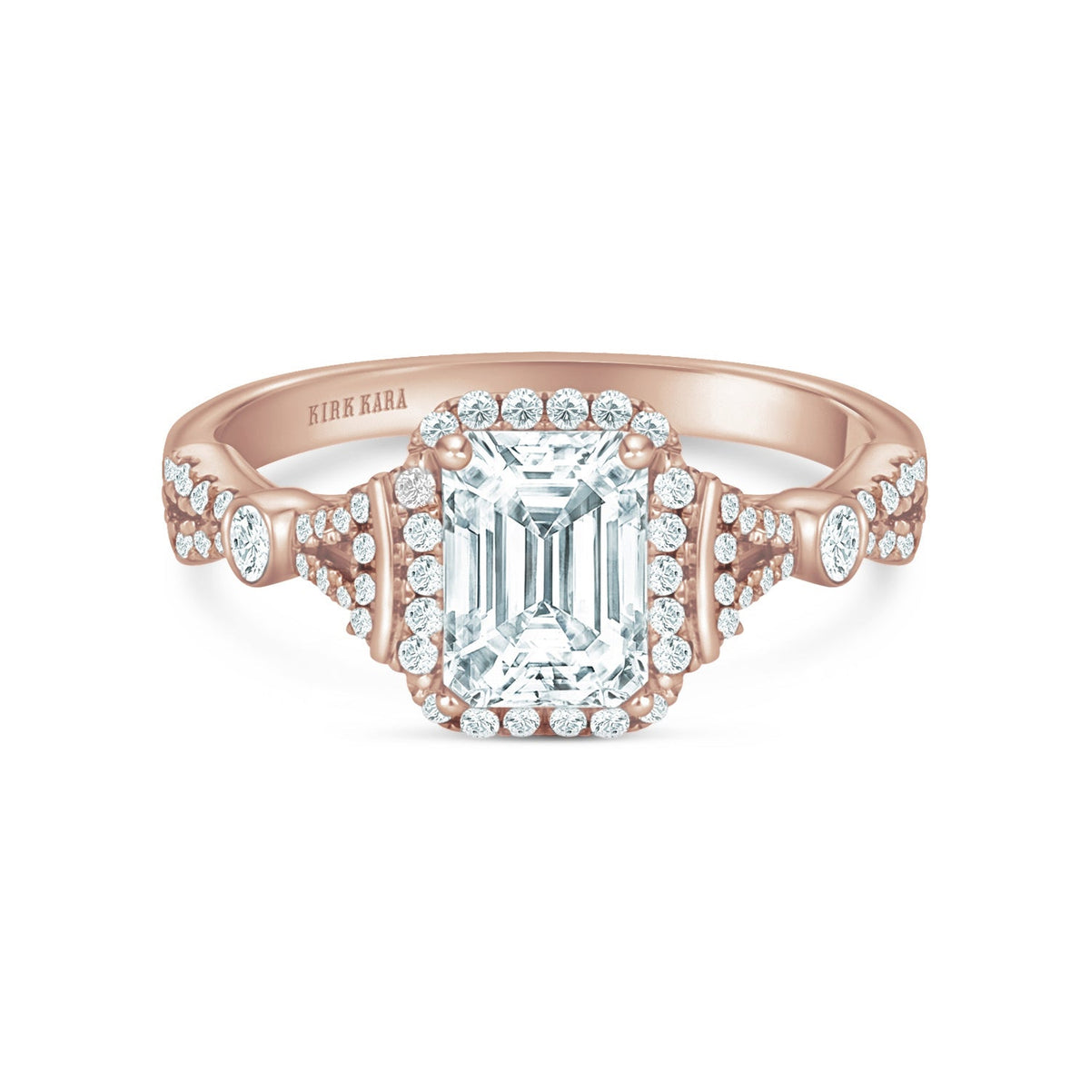 Deco Bezel Accent Halo Diamond Engagement Ring