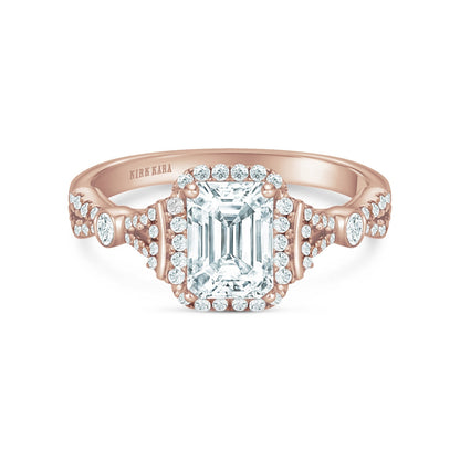 Deco Bezel Accent Halo Diamond Engagement Ring