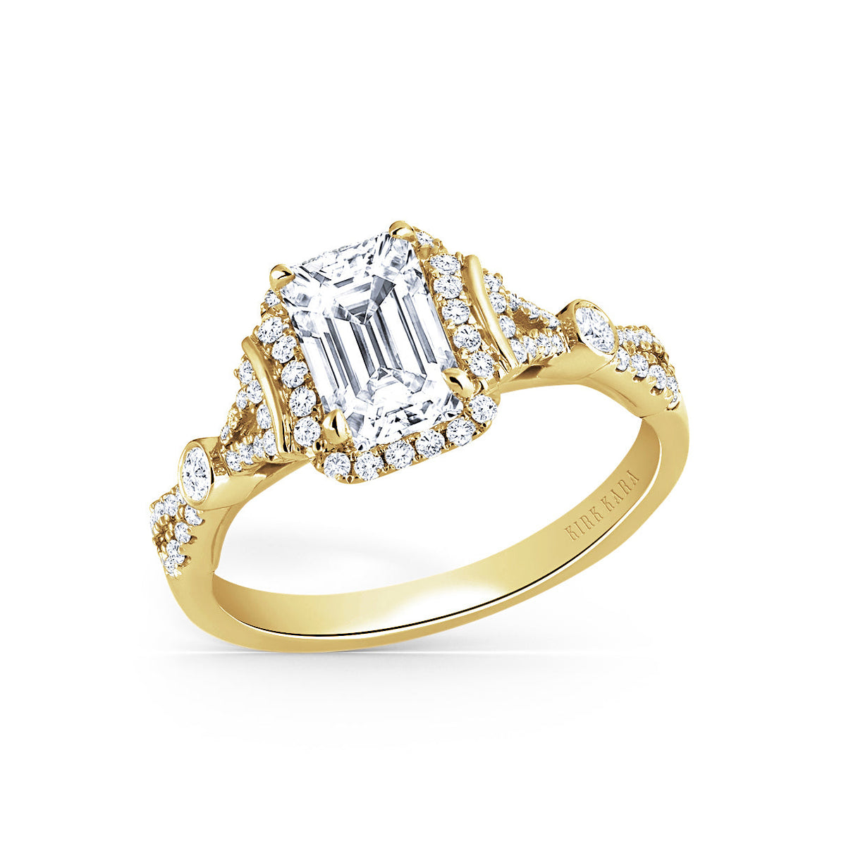 Deco Bezel Accent Halo Diamond Engagement Ring