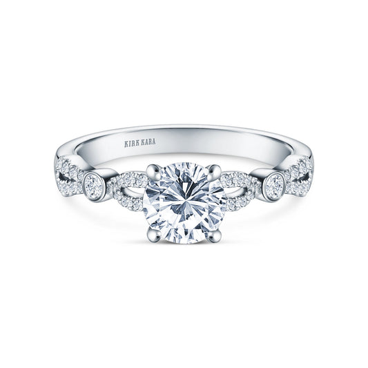 Deco Bezel Accent Diamond Engagement Ring