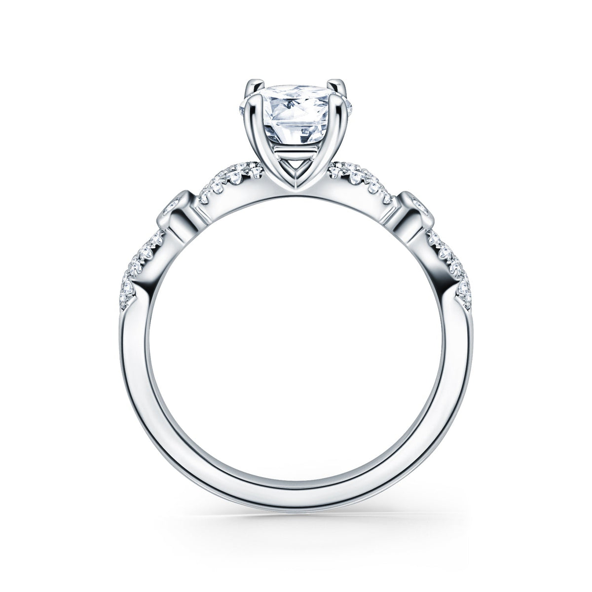 Deco Bezel Accent Diamond Engagement Ring