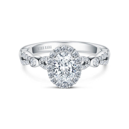 Deco Bezel Accent Floating Halo Diamond Engagement Ring