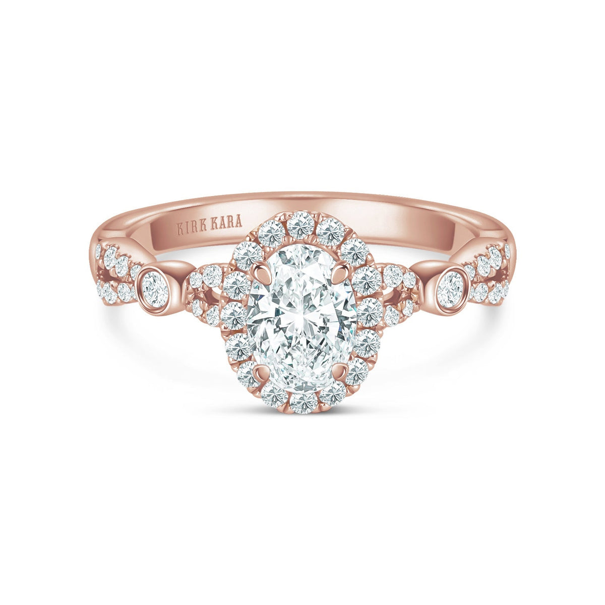Deco Bezel Accent Floating Halo Diamond Engagement Ring
