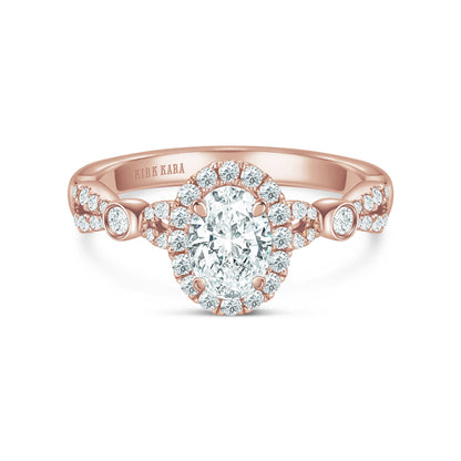 Deco Bezel Accent Floating Halo Diamond Engagement Ring