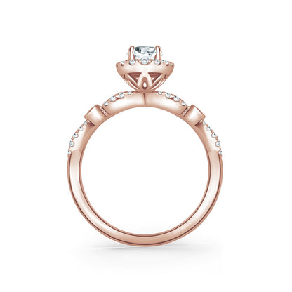 Deco Bezel Accent Floating Halo Diamond Engagement Ring