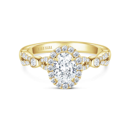 Deco Bezel Accent Floating Halo Diamond Engagement Ring