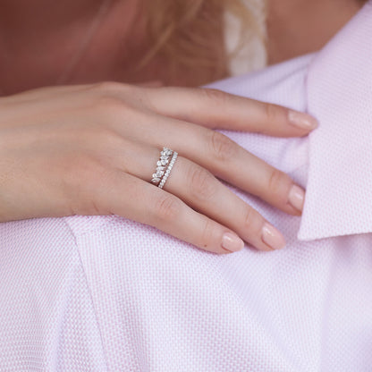 Marquise Baguette Round Diamond Cluster Modern Wedding Band
