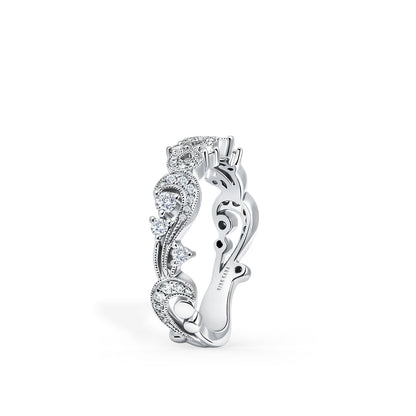 Romantic Artisan Crown Diamond Wedding Band