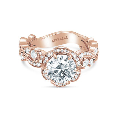 Romantic Artisan Crown Halo Diamond Engagement Ring