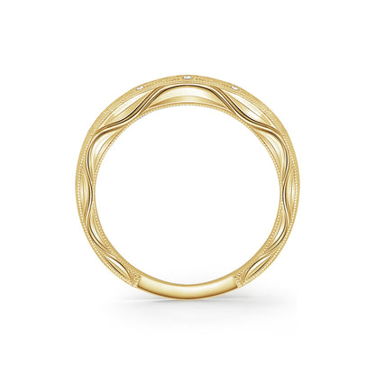 Leaf Oval Accent Diamond Wedding Band