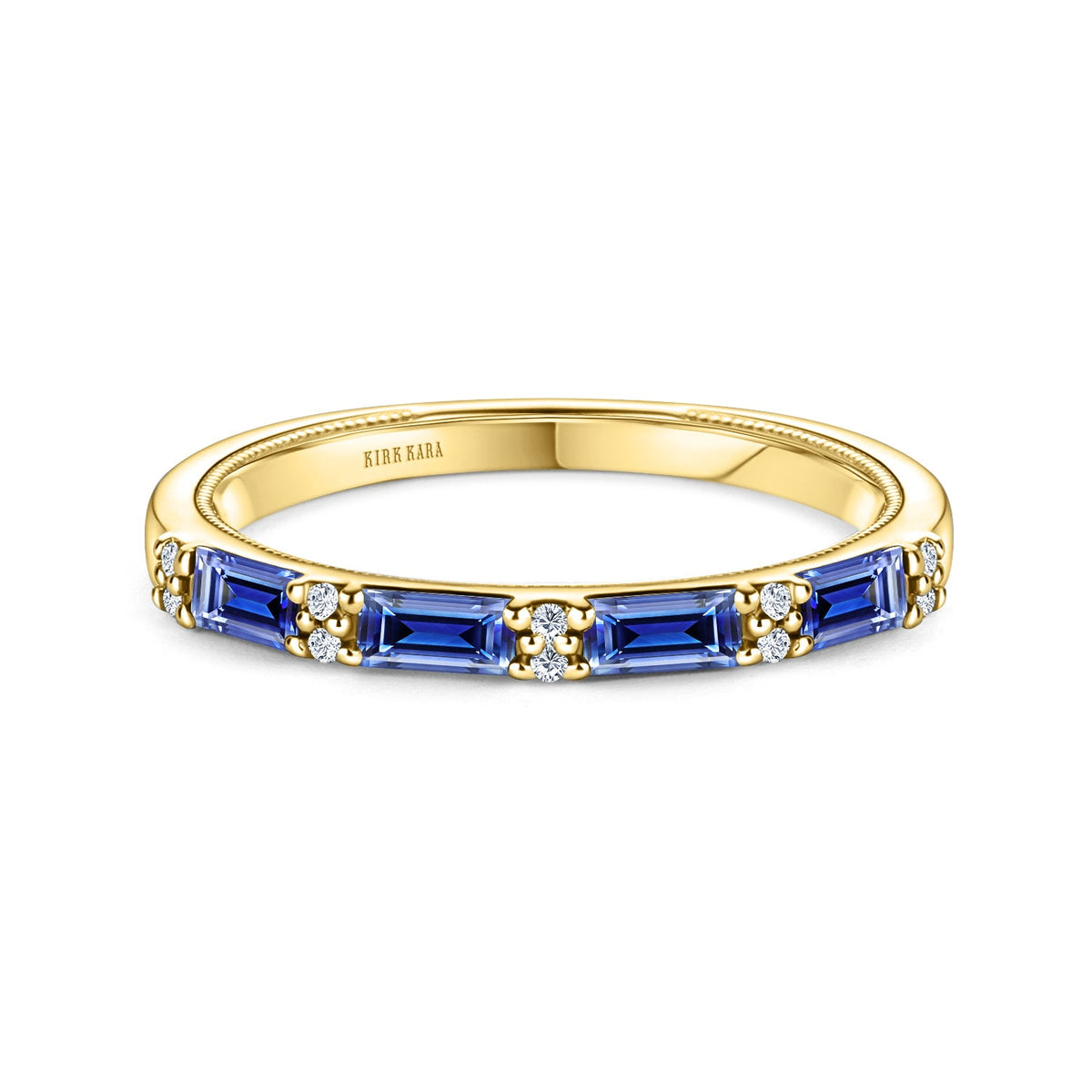 Blue Sapphire Baguette Diamond Wedding Band