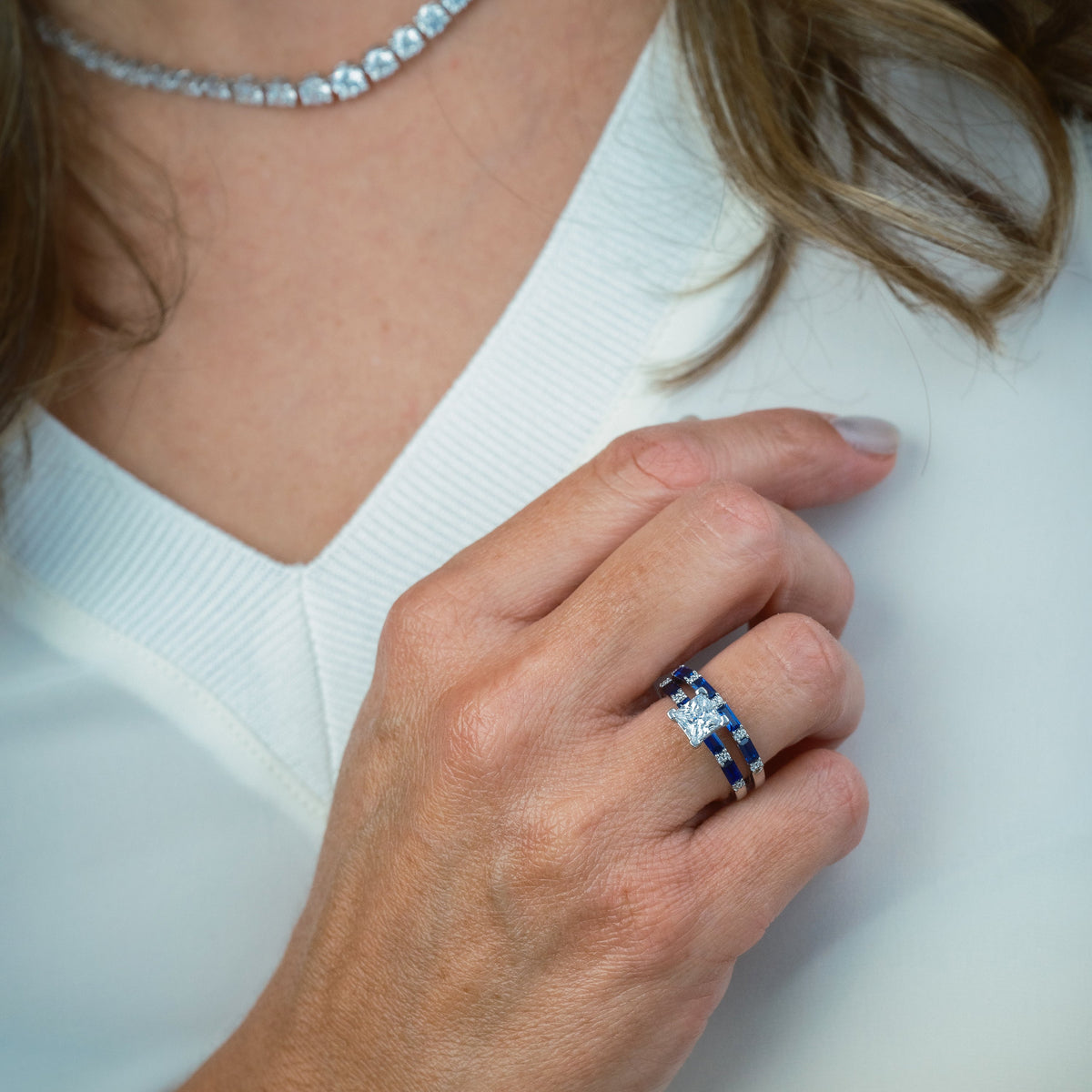 Tsavorite Baguette Diamond Engagement Ring