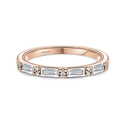 Baguette Diamond Milgrain Wedding Band