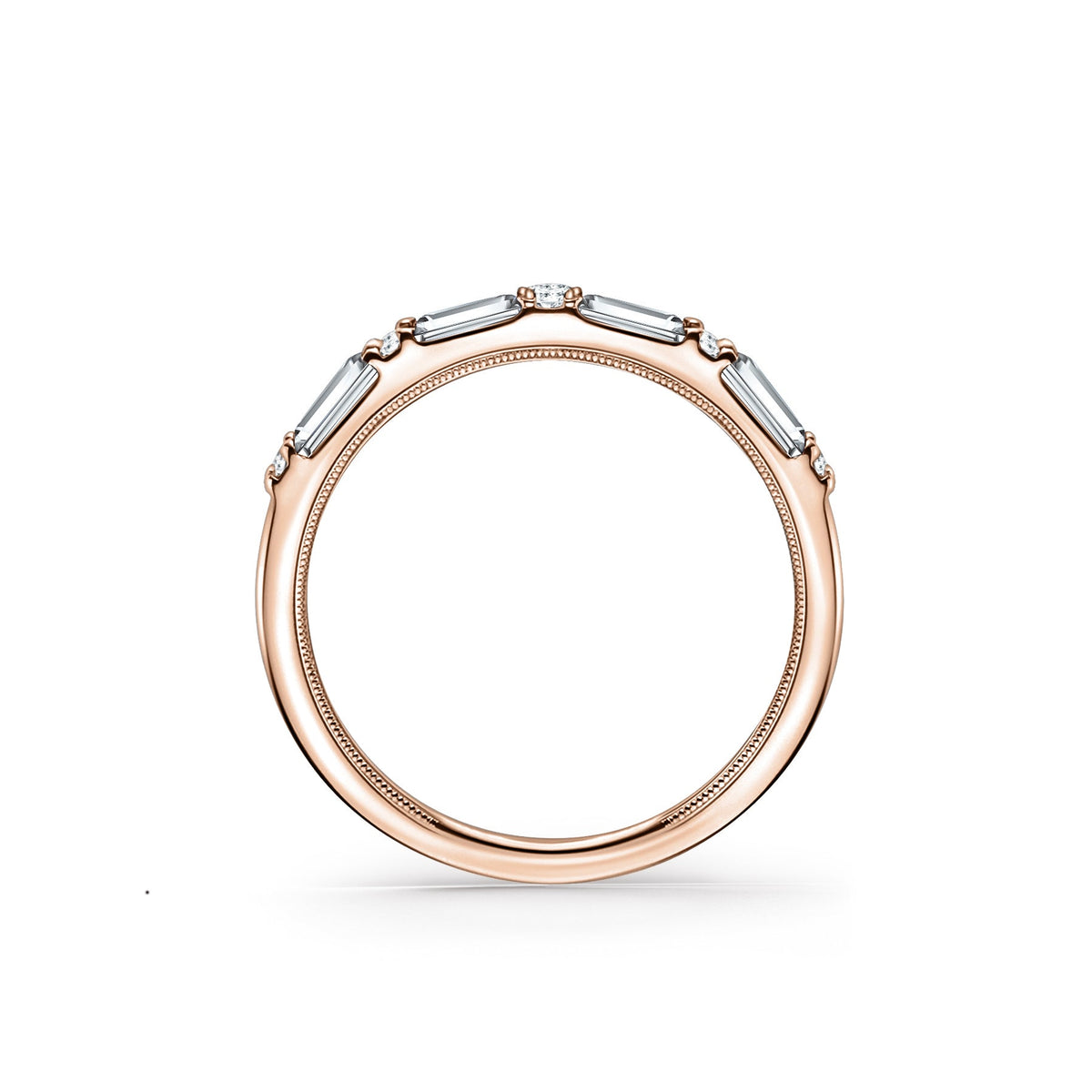 Baguette Diamond Milgrain Wedding Band