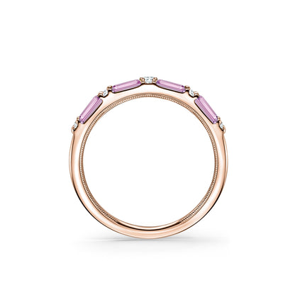 Pink Sapphire Baguette Diamond Wedding Band