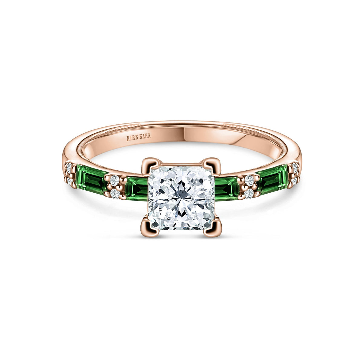 Tsavorite Baguette Diamond Engagement Ring