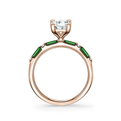 Tsavorite Baguette Diamond Engagement Ring