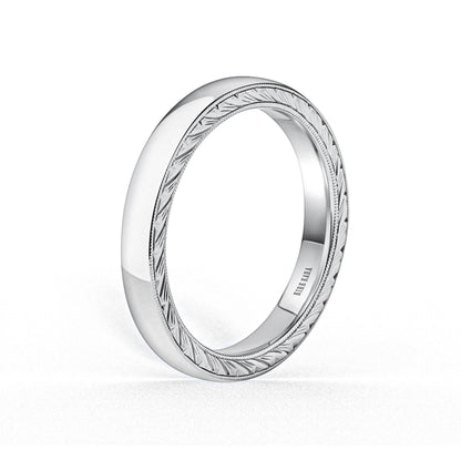 Thin Wheat Engraved Milgrain Wedding Band, 3mm