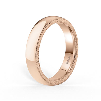 Wheat Engraved Milgrain Wedding Band, 5mm